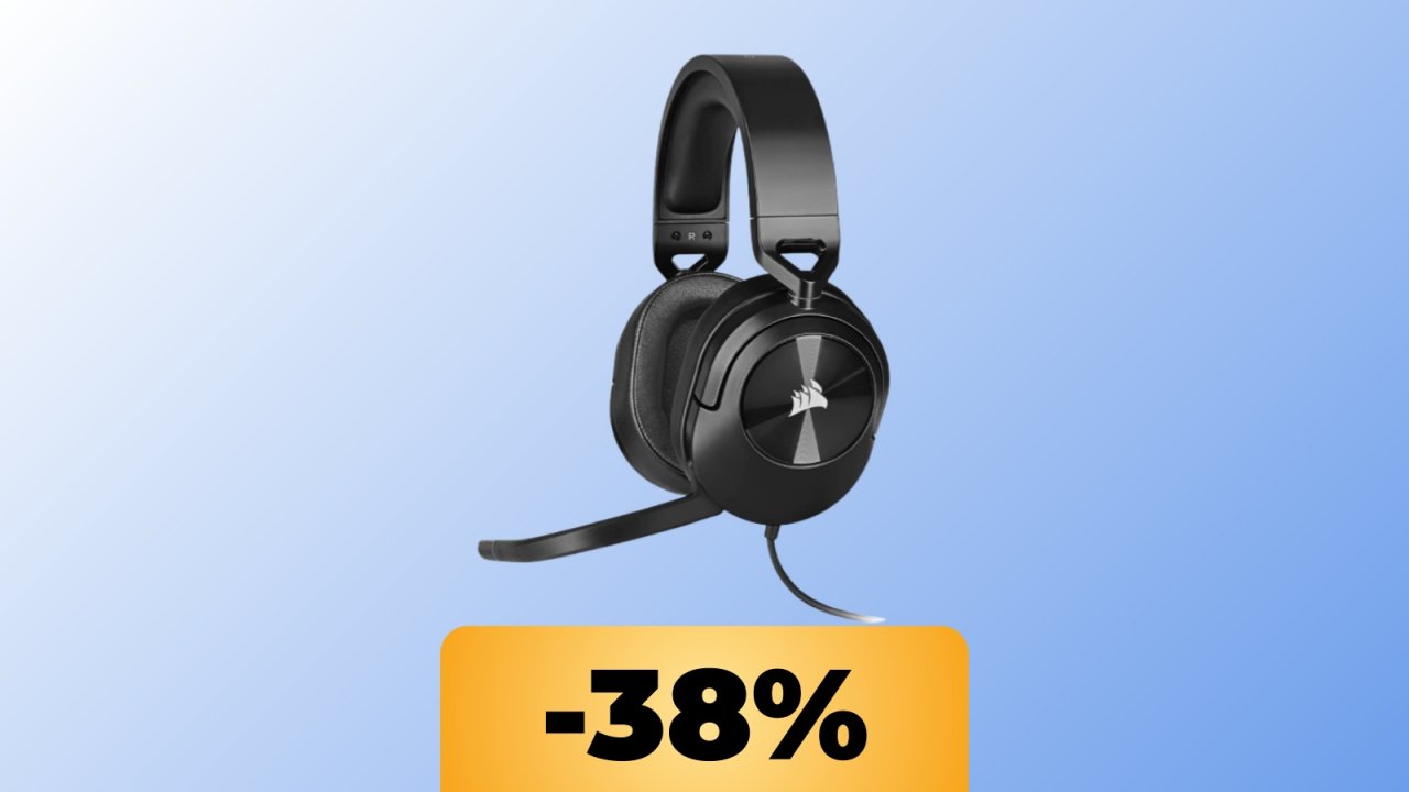 Le cuffie da gaming Corsair HS55 sono in promozione su Amazon: Dolby 7.1, leggere e multipiattaforma
