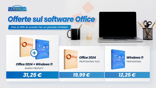 Windows 11 Pro e Office 2024 da 12,25: le offerte software Godeal24