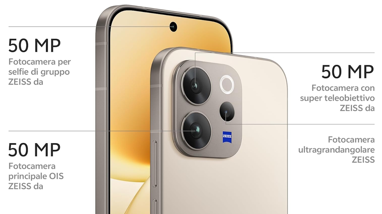 vivo V70 5G a 461,70: smartphone con fotocamera ZEISS 50MP, teleobiettivo 3x, display OLED 1.5K e batteria 5400mAh