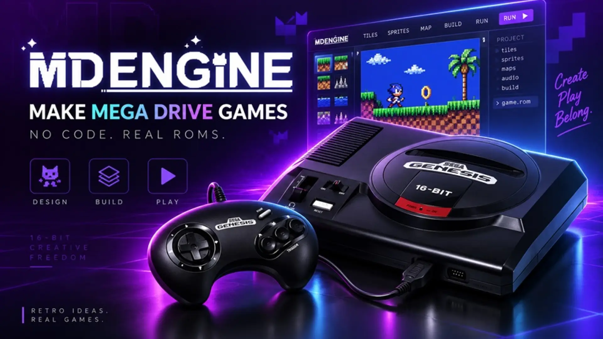 Ya puedes crear tus propios juegos de Mega Drive y disfrutarlos en las consolas originales o en PC, gracias a MD Engine