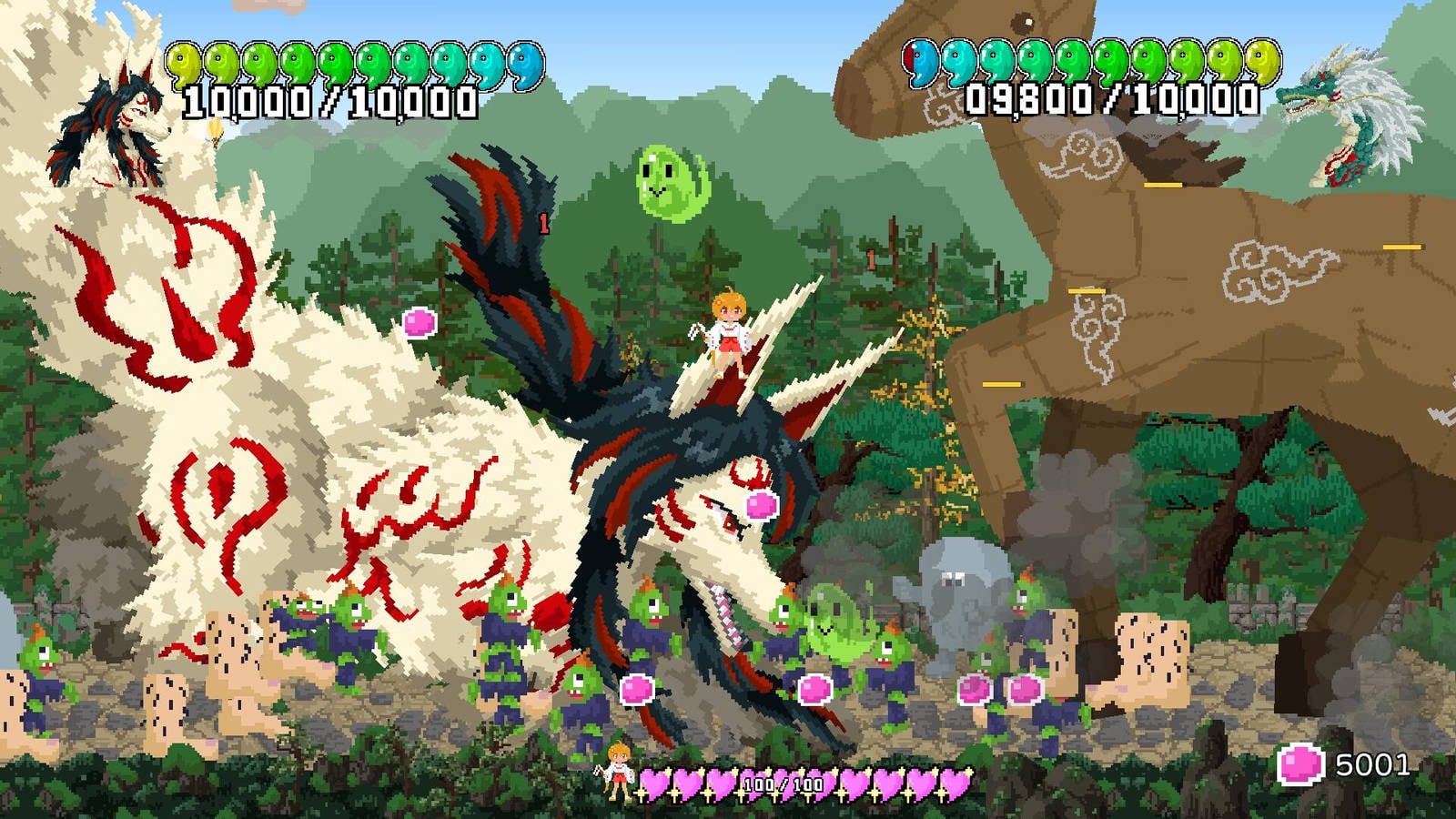 巫女ギャルがデッカい神と戦うACT『巨神乃シノギ』Steamにてお披露目。巨神から巨神へ飛び回り、ド派手な「神業」ぶち込むガチンコ対決