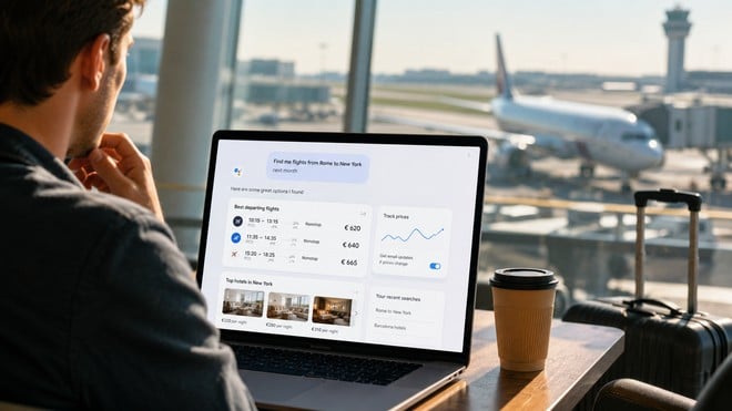 Google AI Mode diventa un agente di viaggio per voli e hotel