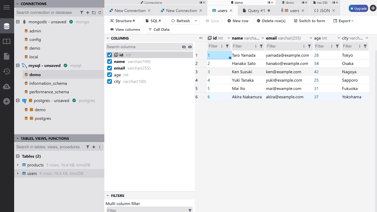 無料でMySQL・PostgreSQL・SQL Server・MongoDB・SQLiteなどのデータベースを操作できる「DbGate」、ブラウザ経由だけでなくWindows・Linux・Macアプリもあり