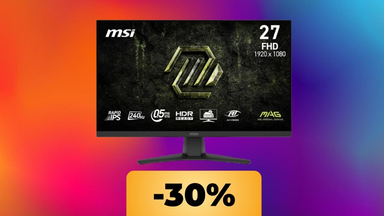 Il monitor MSI da 27" con refresh rate da 240Hz e tempo di risposta di 0,5 ms è in offerta su Amazon