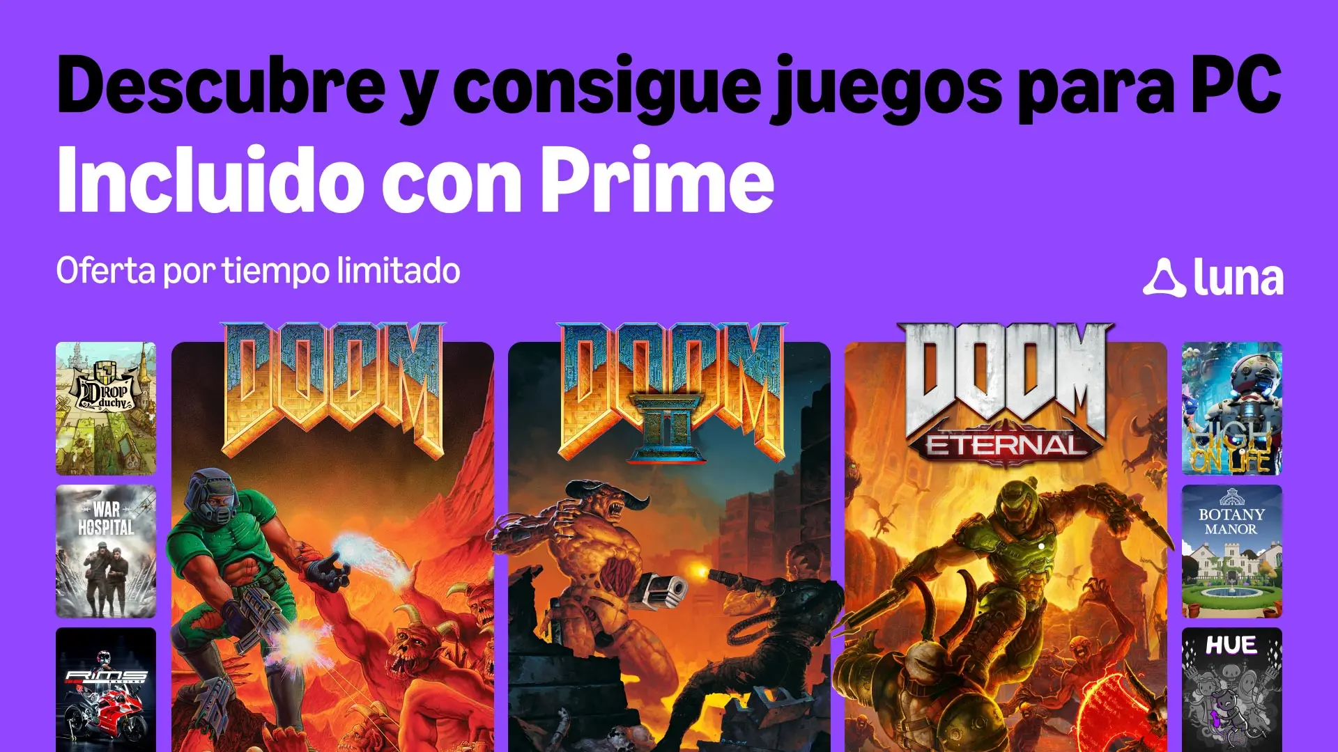Anunciados los juegos de Prime Gaming en septiembre, con DOOM Eternal y High On Life, mientras que en Luna vemos Star Wars: Outlaws y Avatar: Frontiers of Pandora
