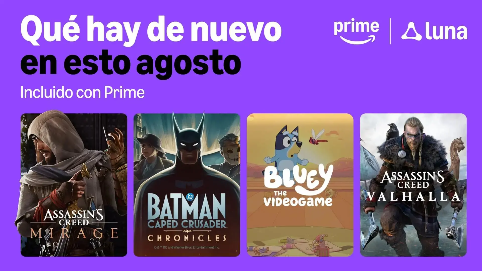 Los juegos de Amazon Luna en agosto incluyen Assassin’s Creed y Mirage, junto con títulos gratis en Prime Gaming como Steelrising