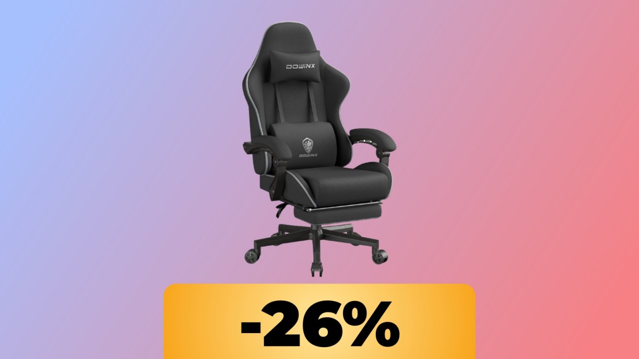 La sedia da gaming ergonomica Dowinx è in offerta su Amazon: puoi acquistarla al suo minimo storico