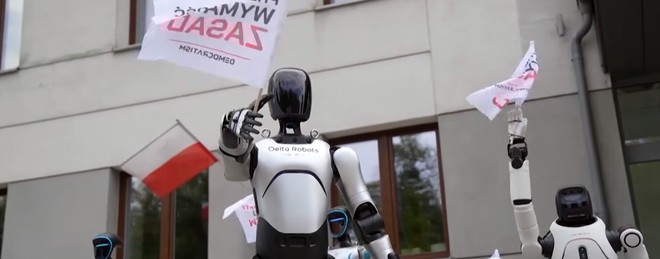 La marcia dei robot che protestano contro loro stessi e l'AI, è successo in Polonia