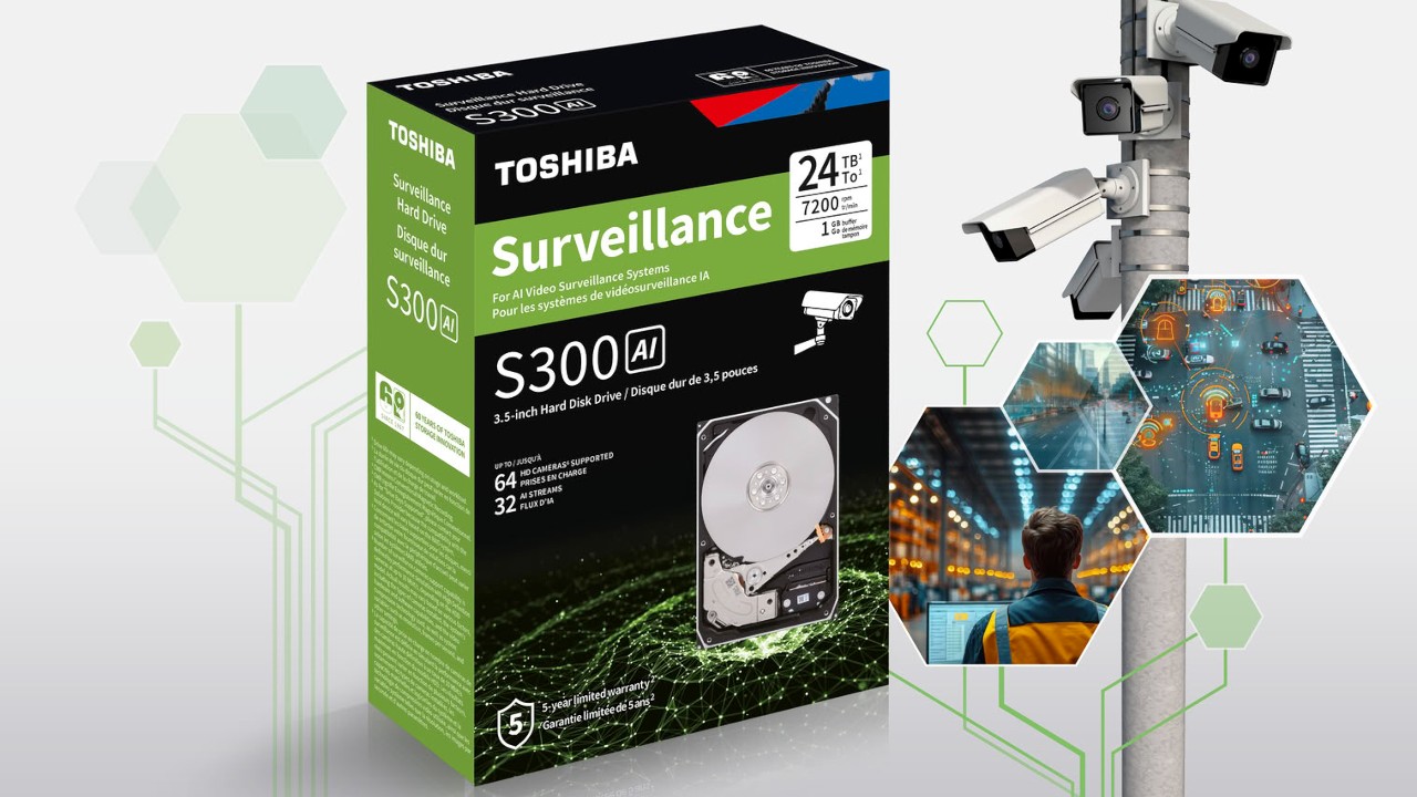 Toshiba annuncia la disponibilità dei dischi S300 AI per videosorveglianza con l'intelligenza artificiale